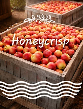 Crates of Honeycrisp apples at the Red Wing Orchards sales room